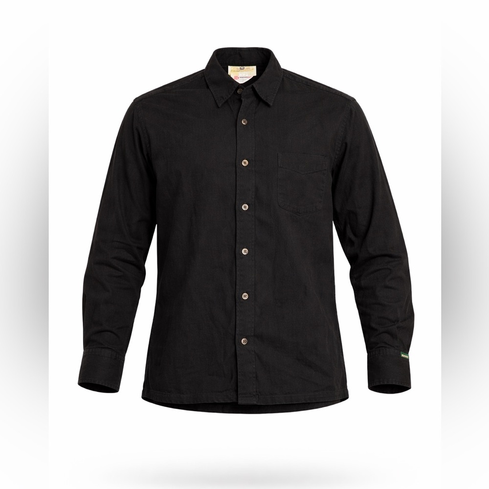 Vintage 80s Gene Ewing Men’s Bis Shirt Wrinkle Rich Denim Black Size Small​